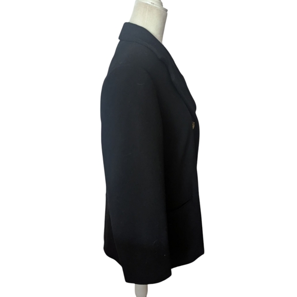 Vtg 90s Wool/Cashmere Blend Black Old Money Classic Long Line Blazer Sz 8 - Picture 3 of 9